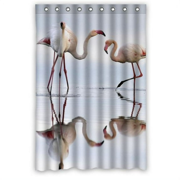WOPOP Cranes In Drinking Water With Water Waterproof Bathroom Fabric Shower Curtain 48x72 inches