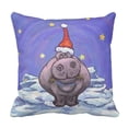 thumbnail image 1 of WOPOP Cute Hippopotamus Festive Hippo Funny Christmas Pillowcase Cover 20x20 inch, 1 of 1