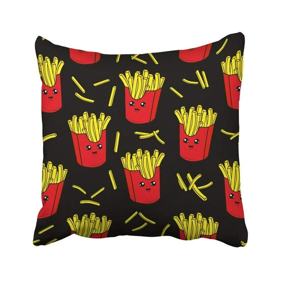 WOPOP Cute Kids For Girls And Boys Colorful French Fries On The Abstract Create Fun Cartoon Pillowcase Throw Pillow Cover 18x18 inches