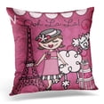 thumbnail image 1 of WOPOP Cute Little Brunette Paris Diva Pink France Pillowcase Cushion Cover 16x16 inches, 1 of 1