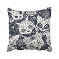thumbnail image 1 of WOPOP Day Colorful Sugar Cat Skull With Floral And Flower Dead Tattoo Halloween Rose Pop Old Pillowcase Cover 20x20 inch, 1 of 1