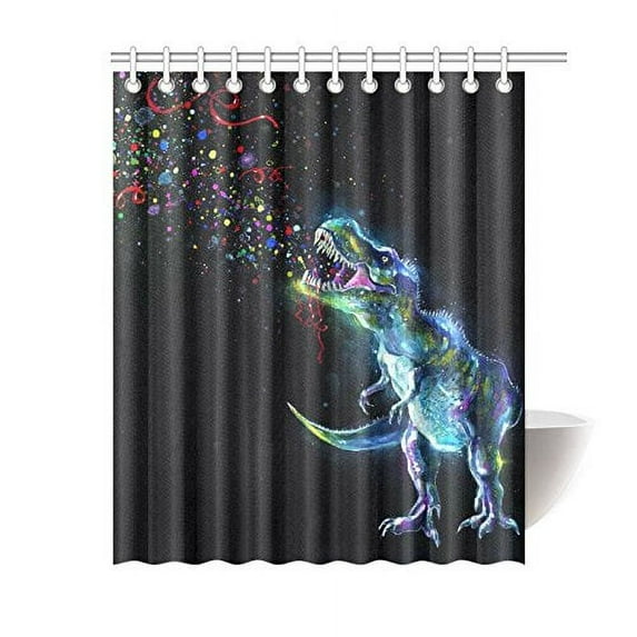 WOPOP Dianosars Rainbow Circles Space Polyester Fabric Shower Curtain Bathroom Sets Home Decor 60x72 Inches