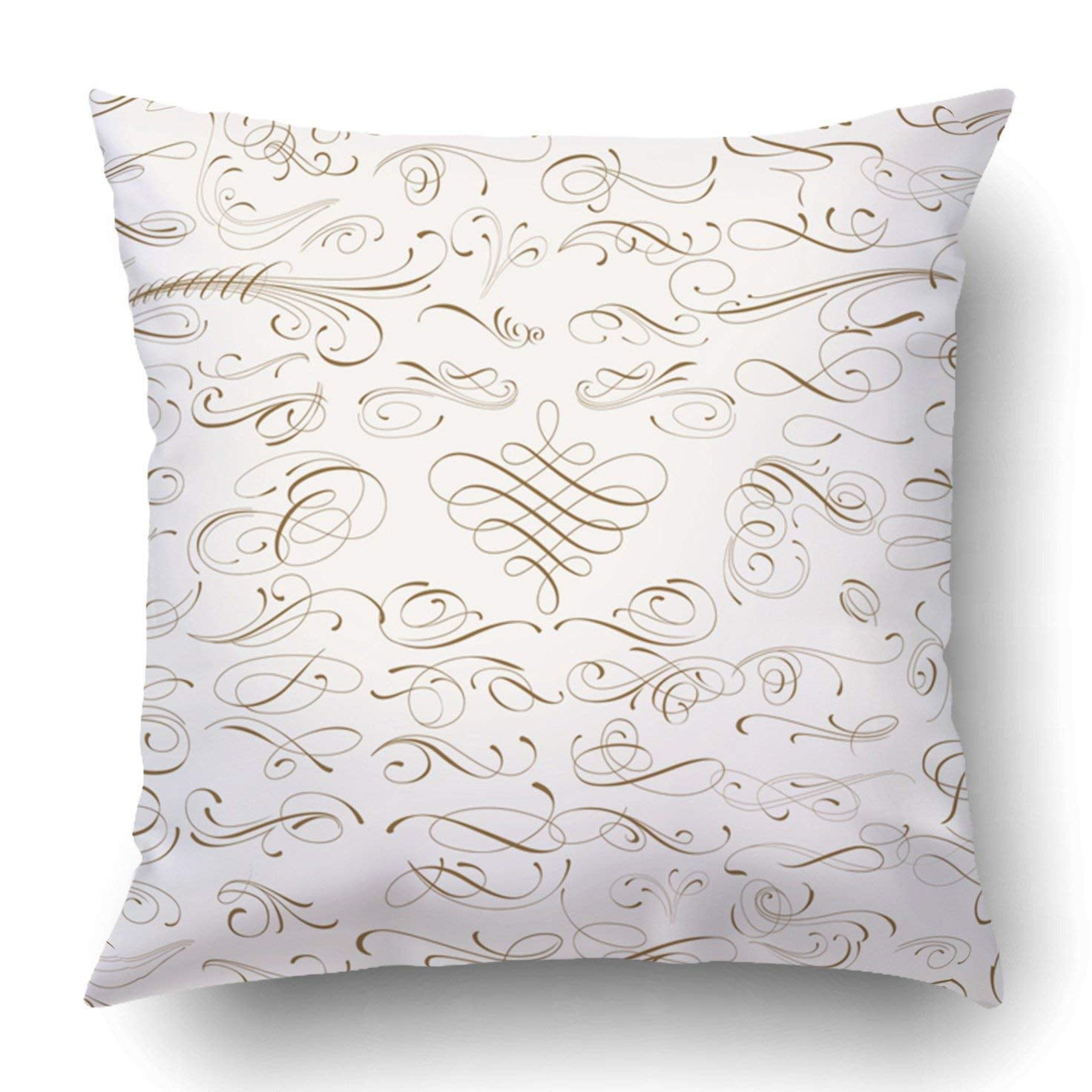 WOPOP Elegant Classic Swirl Calligraphy Divider Filigree Abstract  Certificate Pillowcase Cover Cushion 18x18 inch - Walmart.com, image size:1472x1472