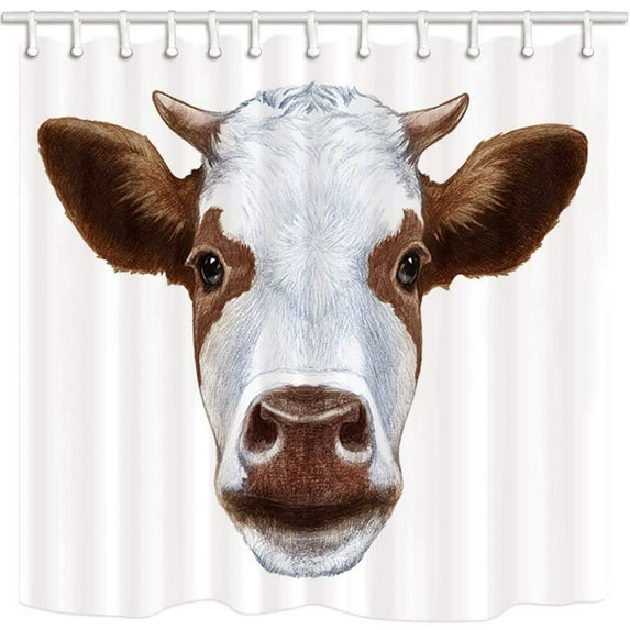 WOPOP Farm Domestic Animalfor Portrait of Cow in White Long Polyester Fabric Bathroom Shower Curtain 66x72 inches