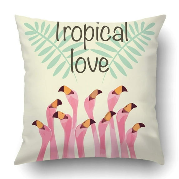 WOPOP Flamingo illustration for Tropical love Pillowcase Throw Pillow Cover Case 18x18 inches