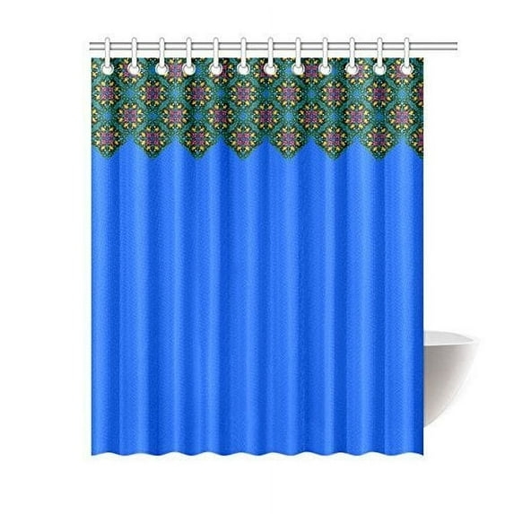 WOPOP Floral Diamond Squares Bathroom Waterproof Fabric Shower Curtain 60x72 inches