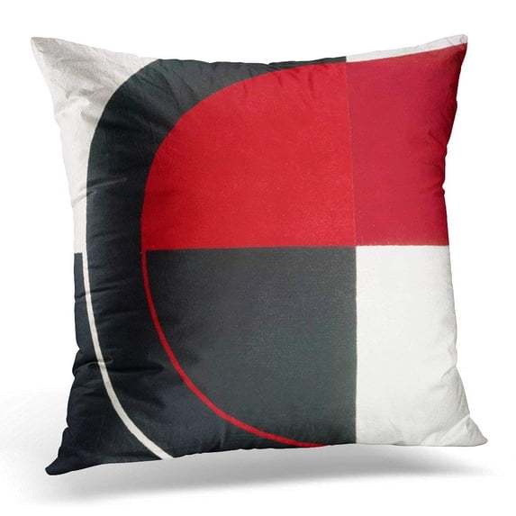 WOPOP Floral Modern Black White and Red Geometric Abstract Stripes Fabrics Pillowcase Cover 18x18 inch