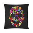 thumbnail image 1 of WOPOP Flower Skull in Colors Zippered Throw Pillow Cover Cushion Case 16x16 inches Two Sides Printing, 1 of 1