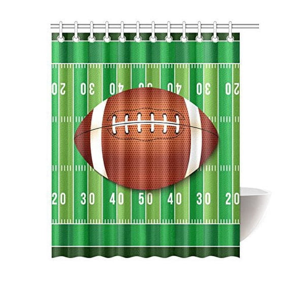 WOPOP Football Emblem And Badges With American Football Shower Curtain Bathroom Curtain 60x72 inches