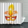 thumbnail image 1 of WOPOP Golden Vector Carnival Mask With Yellow And Orange Feathers Shower Curtain Bathroom Curtain 66x72 inches, 1 of 1