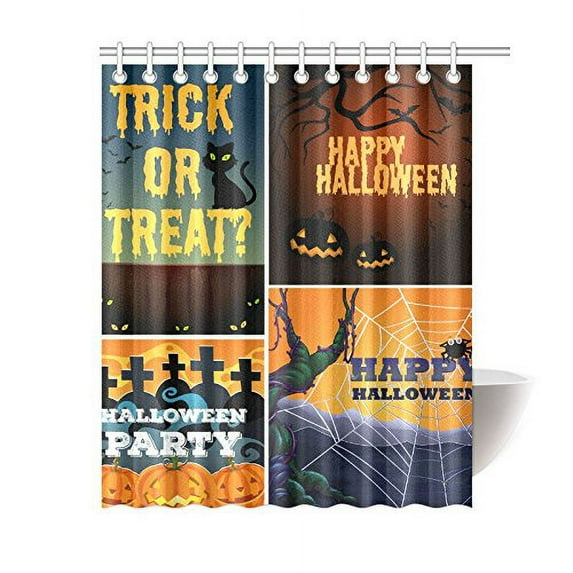 WOPOP Happy Halloween Trick Or Treat Waterproof Fabric Shower Curtain Bath Curtain 60x72 inches