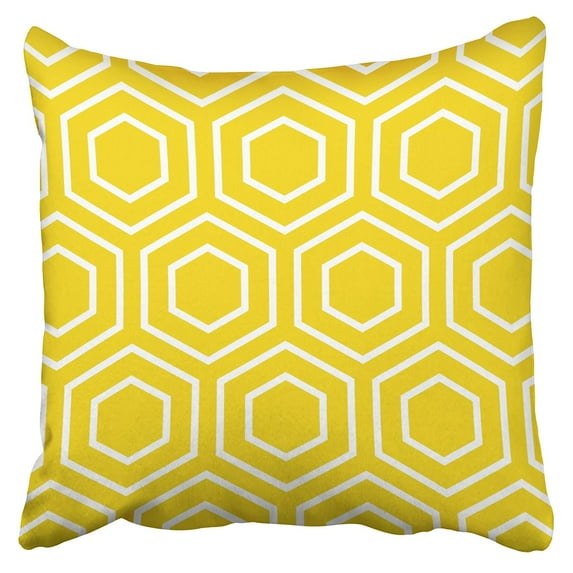WOPOP Hex Pattern Geometric In Lemon Yellow Pillowcase Cushion Cover 18x18 inch