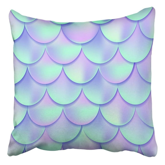 WOPOP Holo Mermaid Tail Mesh Gradient Mermaid Party Mermaid Decor Element Fish Pillowcase Cover Cushion 16x16 inch