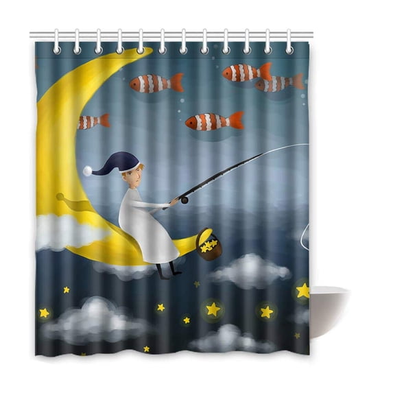 WOPOP Illustration Waterproof Polyester Bathroom Shower Curtain 66x72 Inches