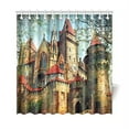 thumbnail image 1 of WOPOP Medieval Castle Shower Curtain, Vintage Style House City Buildings Polyester Fabric Shower Curtain Bathroom Sets 66x72 Inches, 1 of 3