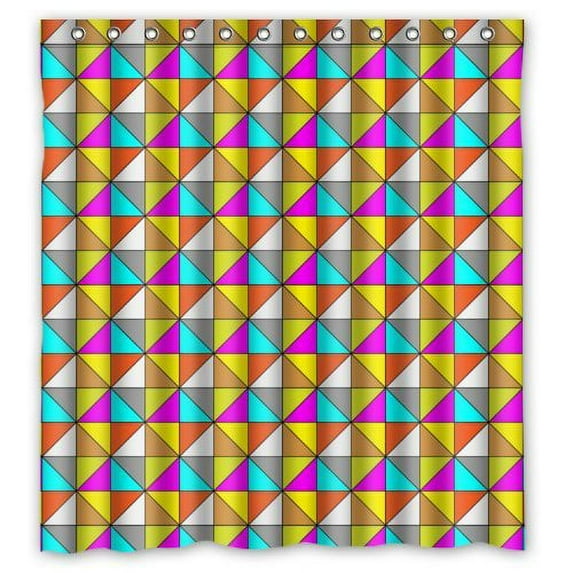 WOPOP Modern Art Colorful Triangles Patterns Shower Curtain Waterproof Polyester Fabric Bathroom Curtain 66x72 inch