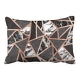 thumbnail image 1 of WOPOP Modern Rose Gold Glitter Marble Geometric Triangle Accent Pillowcase Cover Cushion 20x30 inch, 1 of 1