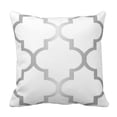 thumbnail image 1 of WOPOP Moroccan Silver Metallic Large Quatrefoil Geometric Pillowcase Cushion Cover 16x16 inches, 1 of 1