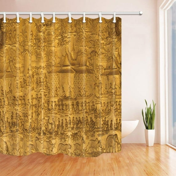 WOPOP Mural Decor A Wat Detail for Polyester Fabric Bathroom Shower Curtain 66x72 inches