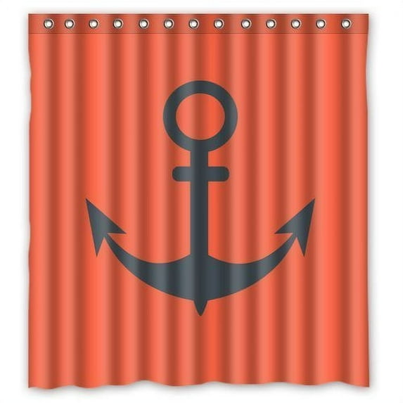 WOPOP Nautical Sailor Chevron Anchor Pattern Waterproof Polyester Fabric Shower Curtain 66x72 inches