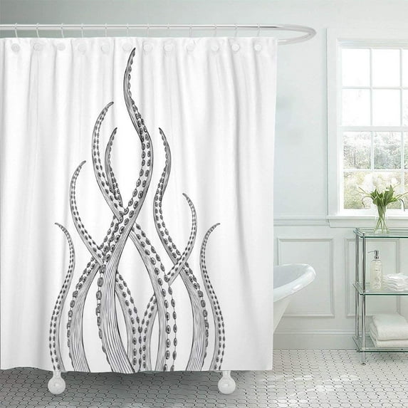 WOPOP Octopus Tentacle Hand Alien Creature Deep Drawn Kracken Monster Shower Curtain 66x72 inch