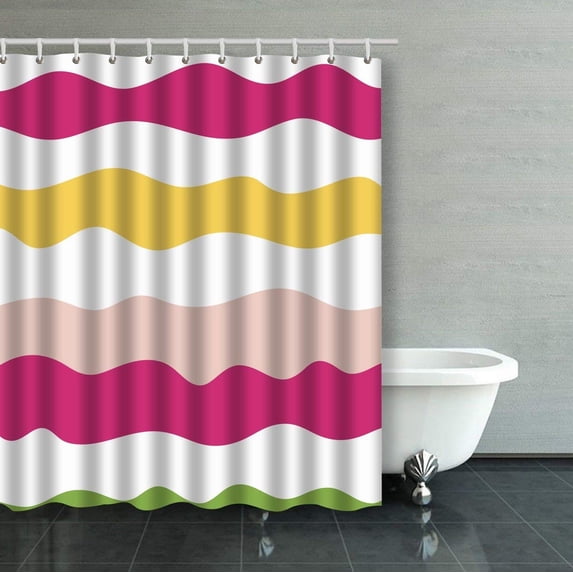 WOPOP Pattern Of Wavy Lines Shower Curtain Bathroom Curtain 60x72 inches
