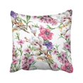 thumbnail image 1 of WOPOP Pink Beautiful Willow And Flower Peach Watercolor Pattern White Birthday Blossom Bouquet Pillowcase Throw Pillow Cover 18x18 inches, 1 of 1