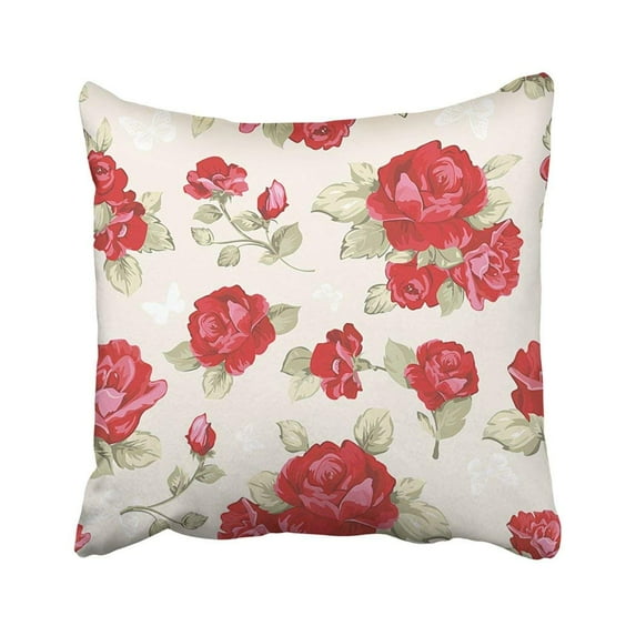 WOPOP Pink Flower Pattern With Of Collection Red Roses On Design Colorful Floral Abstract Leaf Pillowcase Throw Pillow Cover Case 18x18 inches