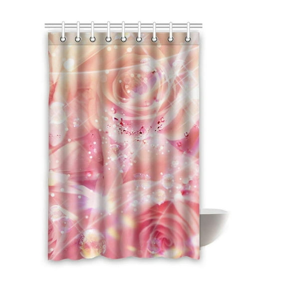 WOPOP Pink Waterproof Polyester Bathroom Shower Curtain 48x72 Inches