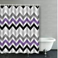 thumbnail image 1 of WOPOP Purple Black Gray Chevron Zigzag Pattern Design Bathroom Shower Curtain 66x72 inches, 1 of 4