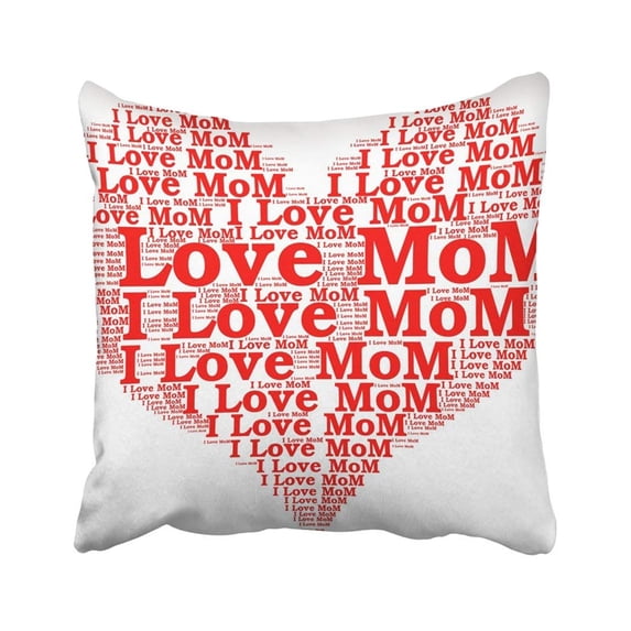 WOPOP Red Beautiful Mothers Day Word Cloud On White Celebration Children Creativity Devoted Pillowcase Throw Pillow Cover Case 18x18 inches