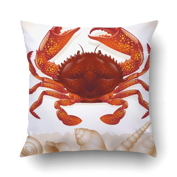 WOPOP Red Crab And Few Seashells Pillowcase Pillow Cushion Cover 16x16 inch