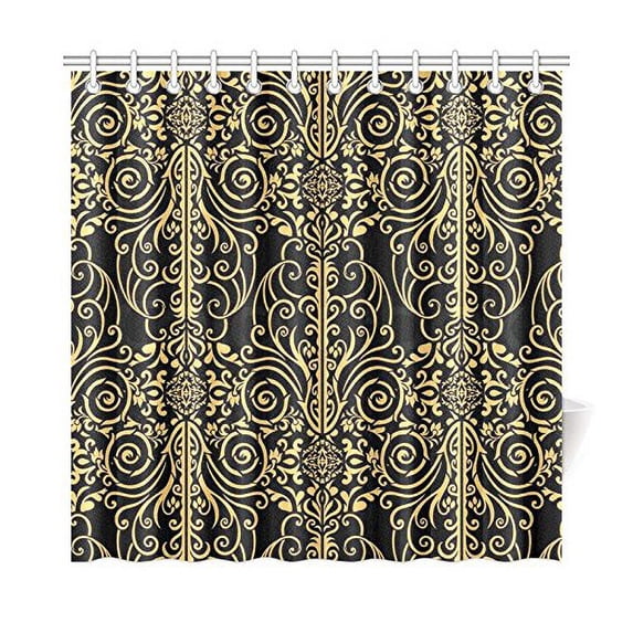 WOPOP Retro Pattern Shower Curtain Waterproof Fabric Bath Curtain 66x72 inches