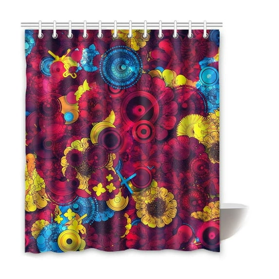 WOPOP Retro Pattern Waterproof Polyester Bathroom Shower Curtain 66x72 Inches