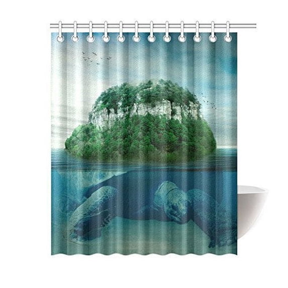 WOPOP Sea Turtle Bathroom Waterproof Fabric Shower Curtain 66x72 inches