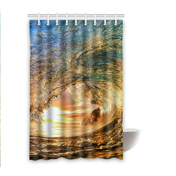 WOPOP Sea Wave Waterproof Polyester Bathroom Shower Curtain 48x72 Inches