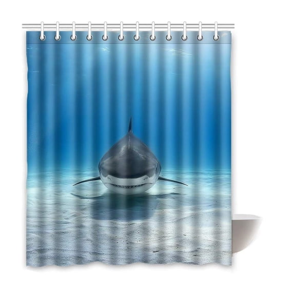 WOPOP Shark Waterproof Polyester Bathroom Shower Curtain 66x72 Inches