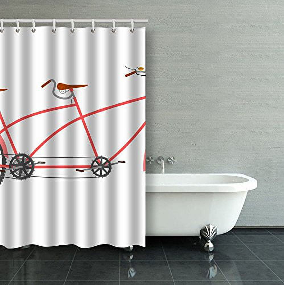 WOPOP Side View Of A Tandem In A Retro Style Shower Curtain Bathroom
