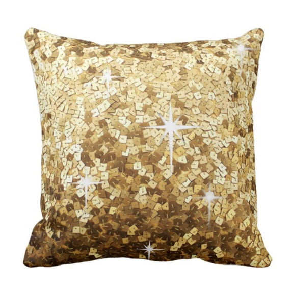 WOPOP Silver Sparkle B107 Bling Sparkley Gold Glitter Pillowcase Cushion Cover 20x20 inches