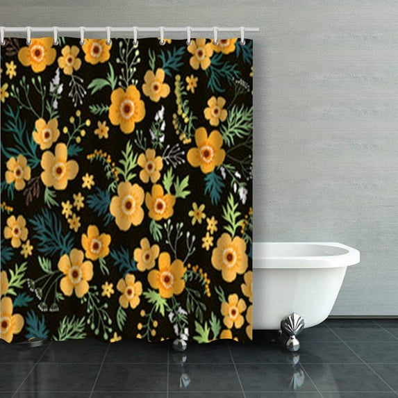 WOPOP Simple Cute Pattern Small Flowers Liberty Shower Curtains Bathroom Curtain 60x72 Inch