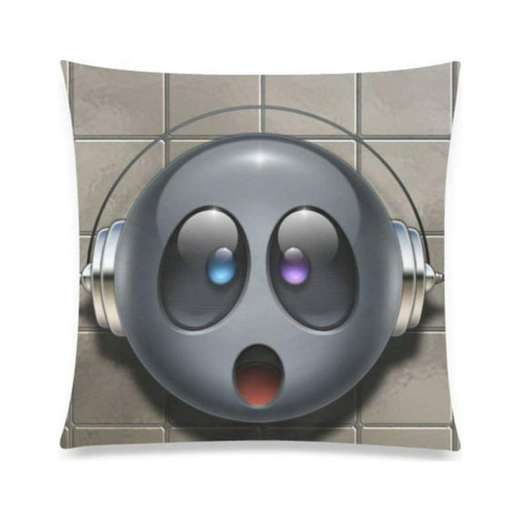 WOPOP Smiley Face with Headphones Painting Cushion Cover Throw Pillow Case Sofa Home Decor Two Sides Printings 18x18 inches