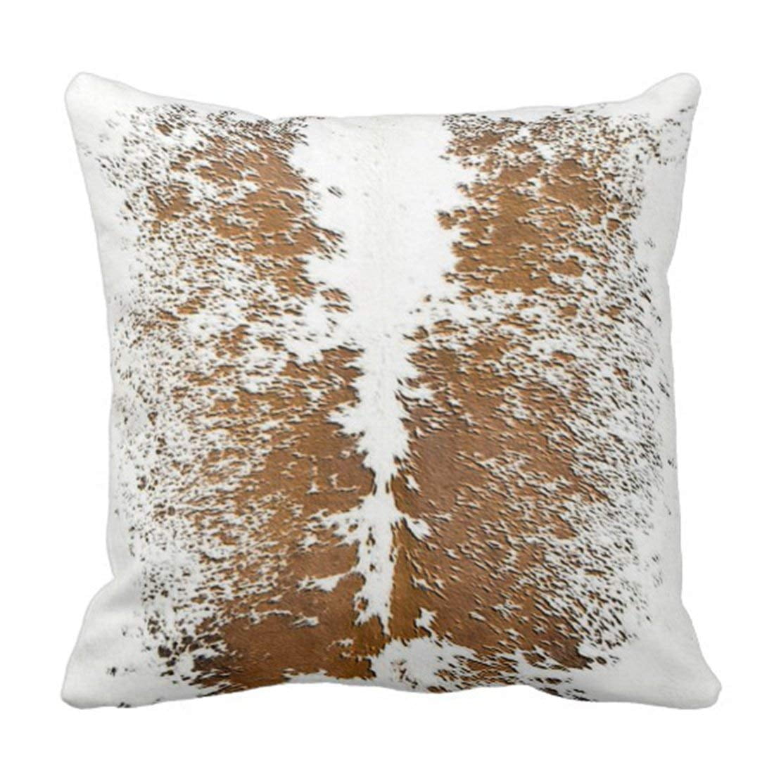 WOPOP South West Style Cowhide Light Browns and White Pillowcase Throw