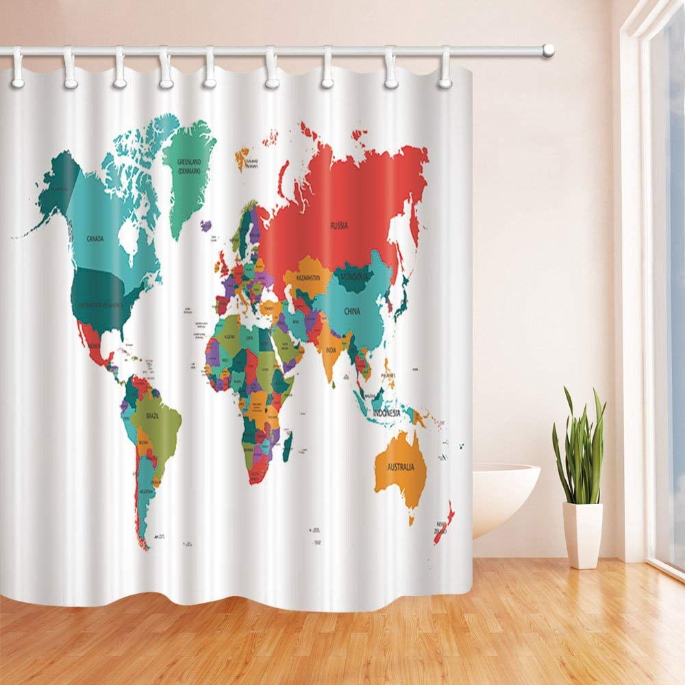WOPOP Splashing Watercolor Map Decor World Map with Countries Names ...