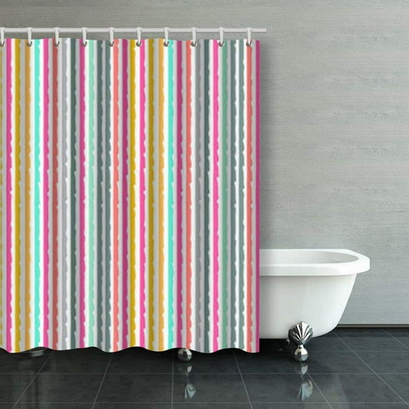 WOPOP Striped Seamless Pattern Lines Brush Strokes Stripes Shower Curtains Bathroom Curtain 60x72 Inch