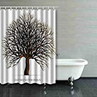 WOPOP Tree Silhouette Design Shower Curtain Polyester Bathroom Curtain 60x72 inches