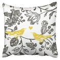 thumbnail image 1 of WOPOP Trendy Yellow Gray And White Floral Bird Pattern Pillowcase Cushion Cover 16x16 inch, 1 of 1