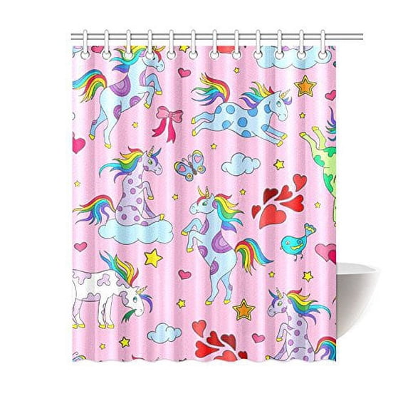 WOPOP Unicorns Bathroom Waterproof Fabric Shower Curtain 66x72 inches