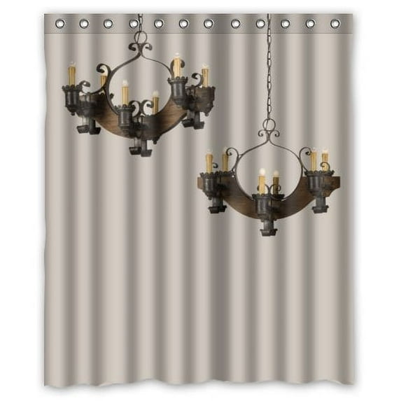 WOPOP Vintage Chandelier Candle Waterproof Bathroom Fabric Shower Curtain 60x72 inches