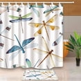 thumbnail image 1 of WOPOP Watercolor Dragonfly Decor Watercolor Bug Butterfly Shower Curtain 66x72 inches with Floor Doormat Bath Rugs 15.7x23.6 inches, 1 of 1