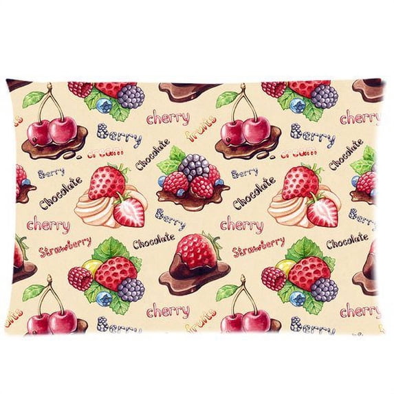 WOPOP Watercolor Pattern With Berry Illustrations Pillow Case 20x30 inches Two Sides Print